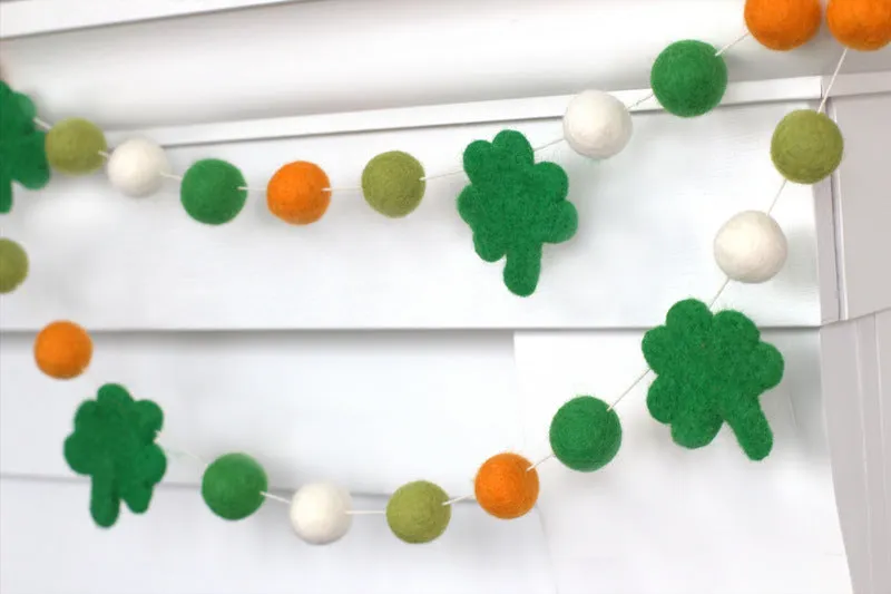 St. Patrick's Day Shamrock Garland- Orange, Green