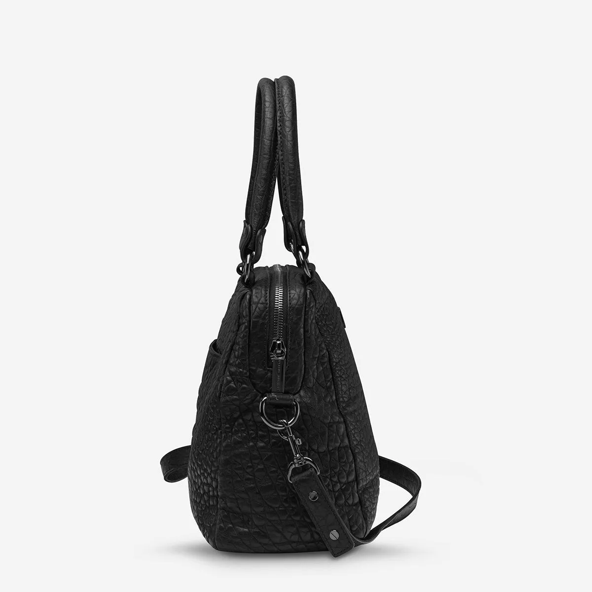 Status Anxiety WOMENS LAST MOUNTAINS LEATHER BAG - BLACK BUBBLE