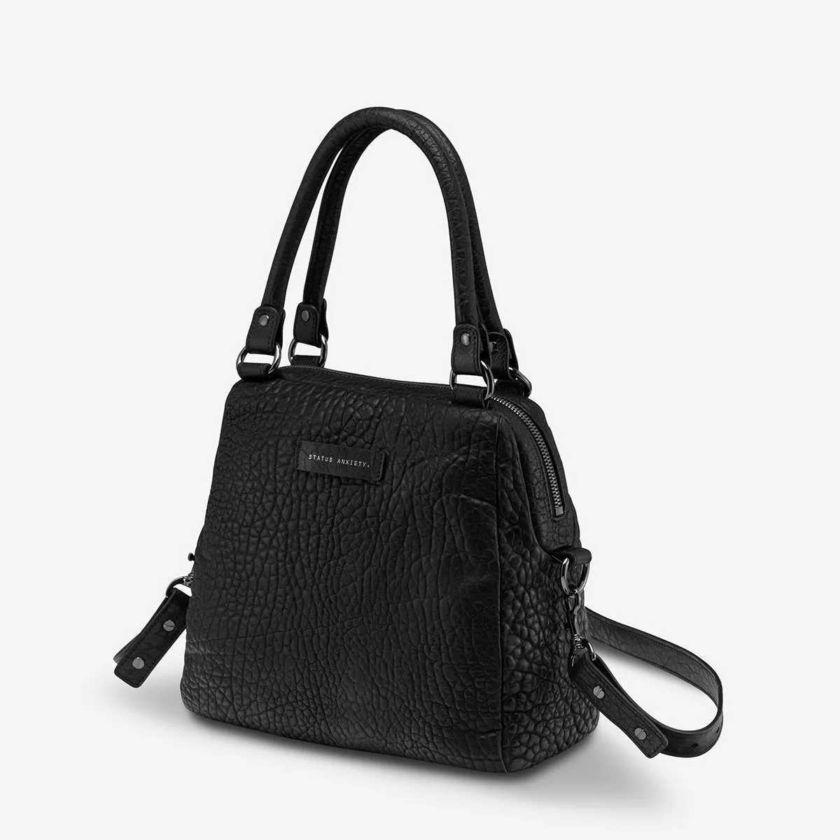 Status Anxiety WOMENS LAST MOUNTAINS LEATHER BAG - BLACK BUBBLE