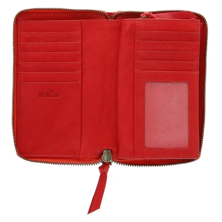 Stephanie Women's Real Leather Wallet Red