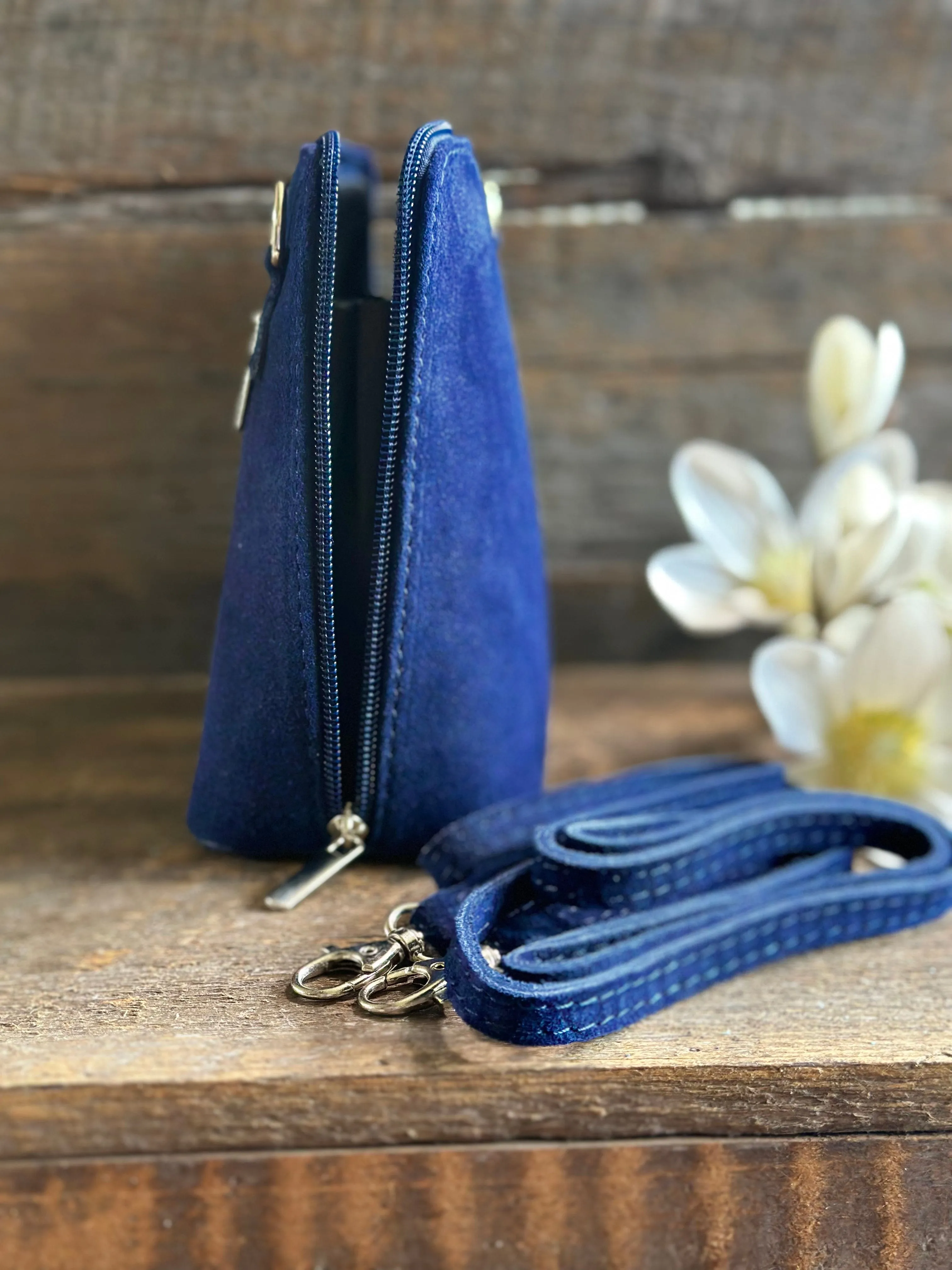 Suede Vera Pelle Bag - Navy Blue