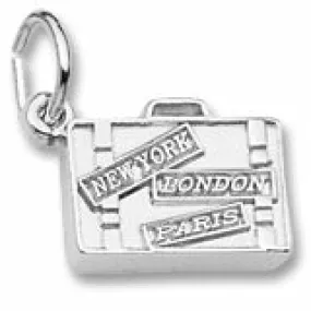 Suitcase Charm In Sterling Silver