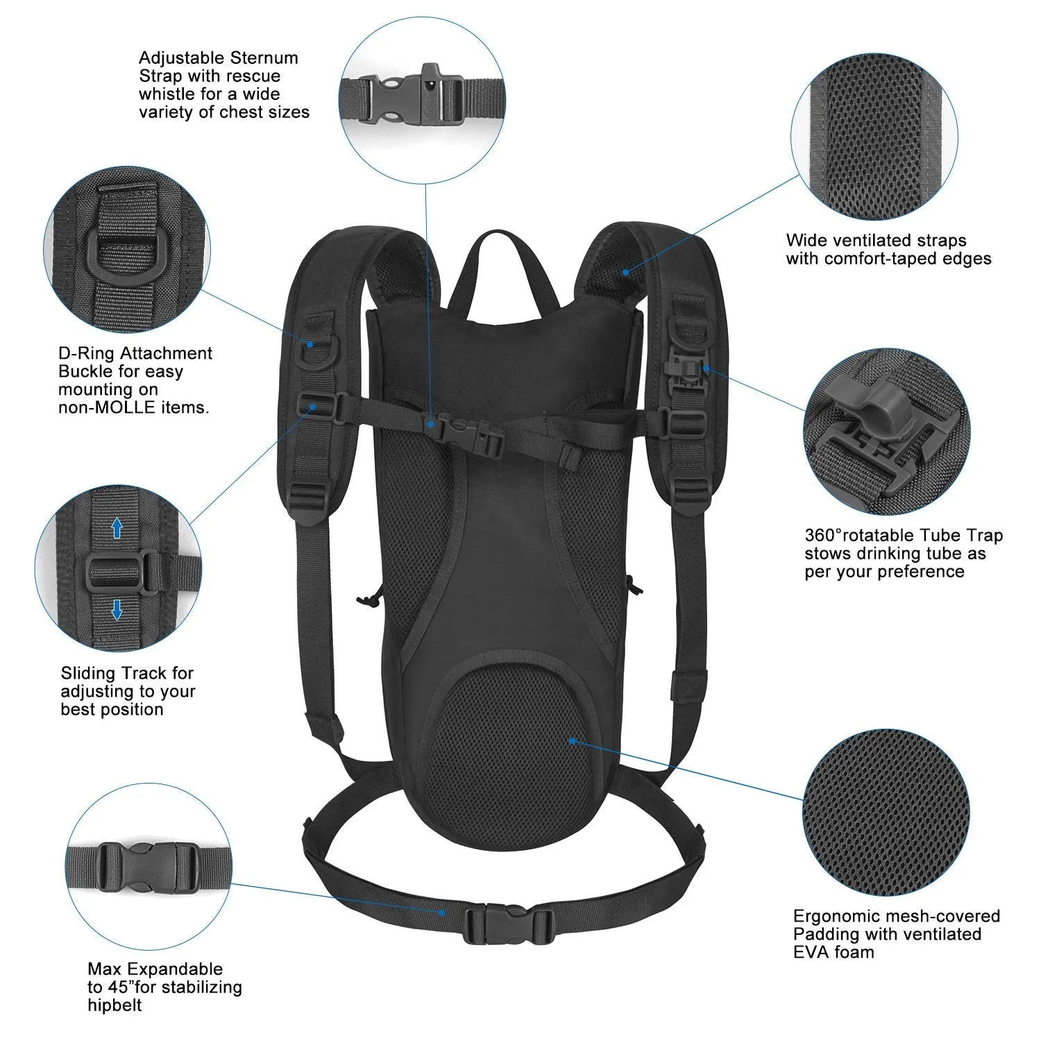 Tactical Hydration Backpack with 2.5L Bladder and Thermal Insulation