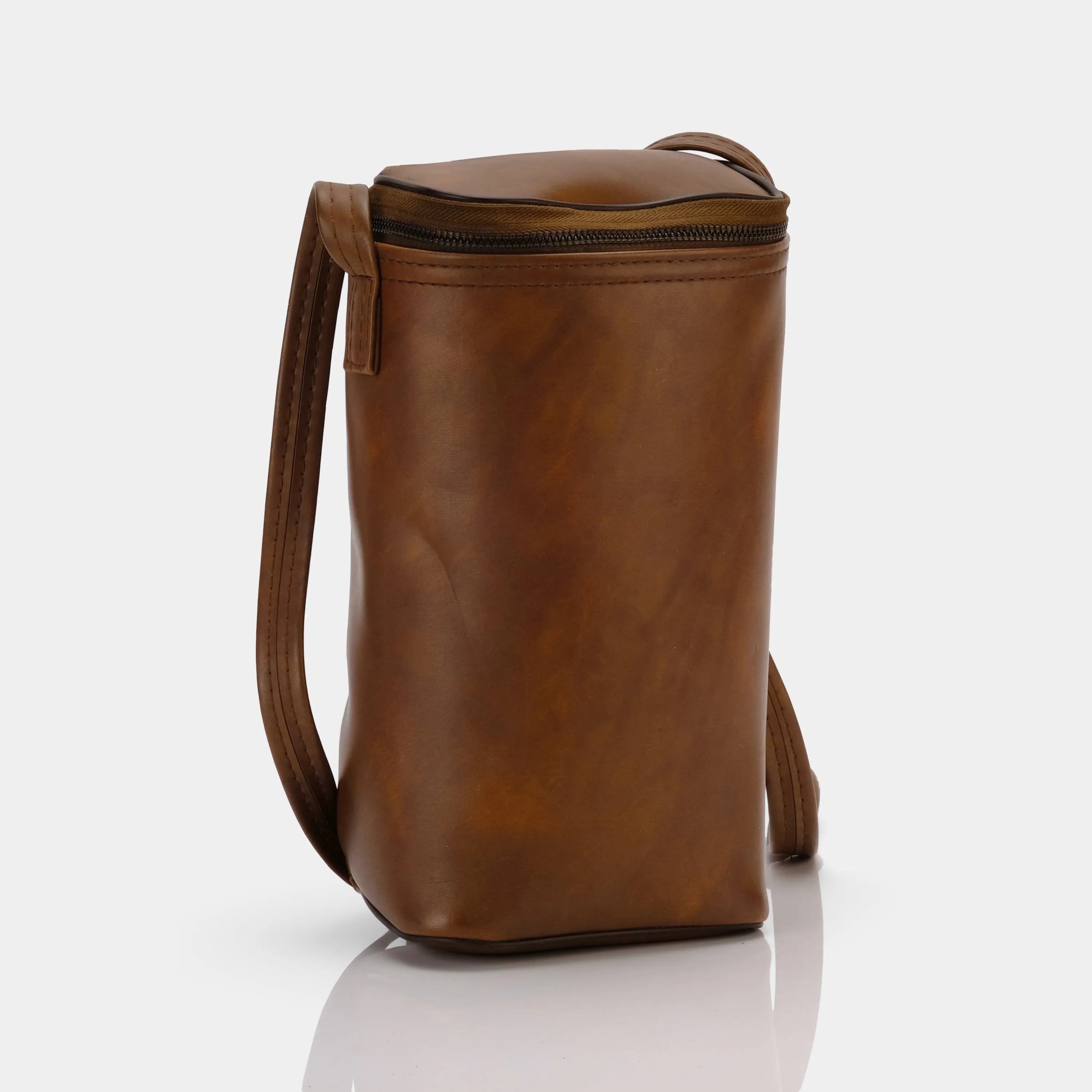 Tall Brown Faux Leather Instant Camera Bag