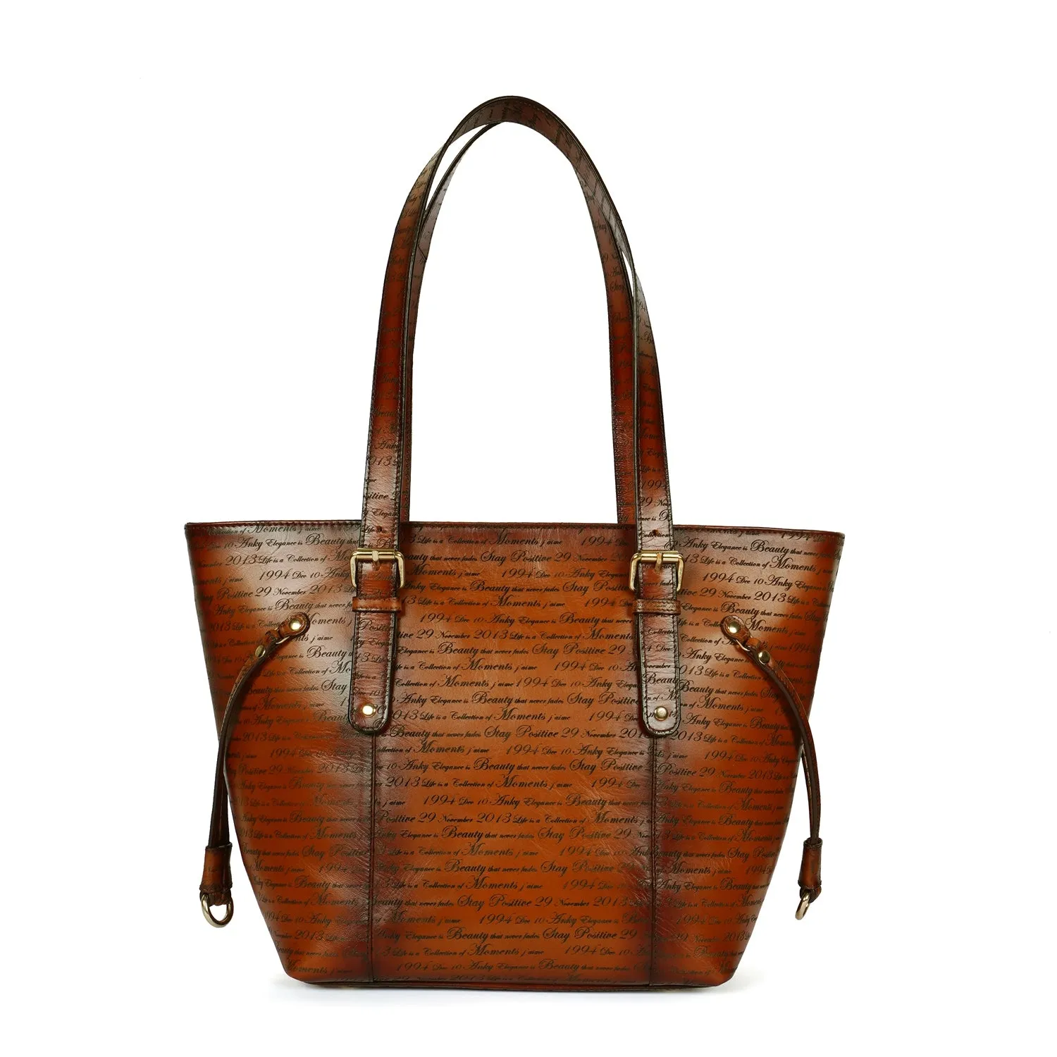 Tan Custom Scritto Story Medium Hand Leather Satchel Ladies Bag By Brune & Bareskin