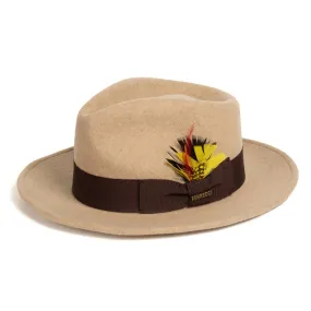 Tan Melange Fedora 100% Australian Wool Crushable Hat