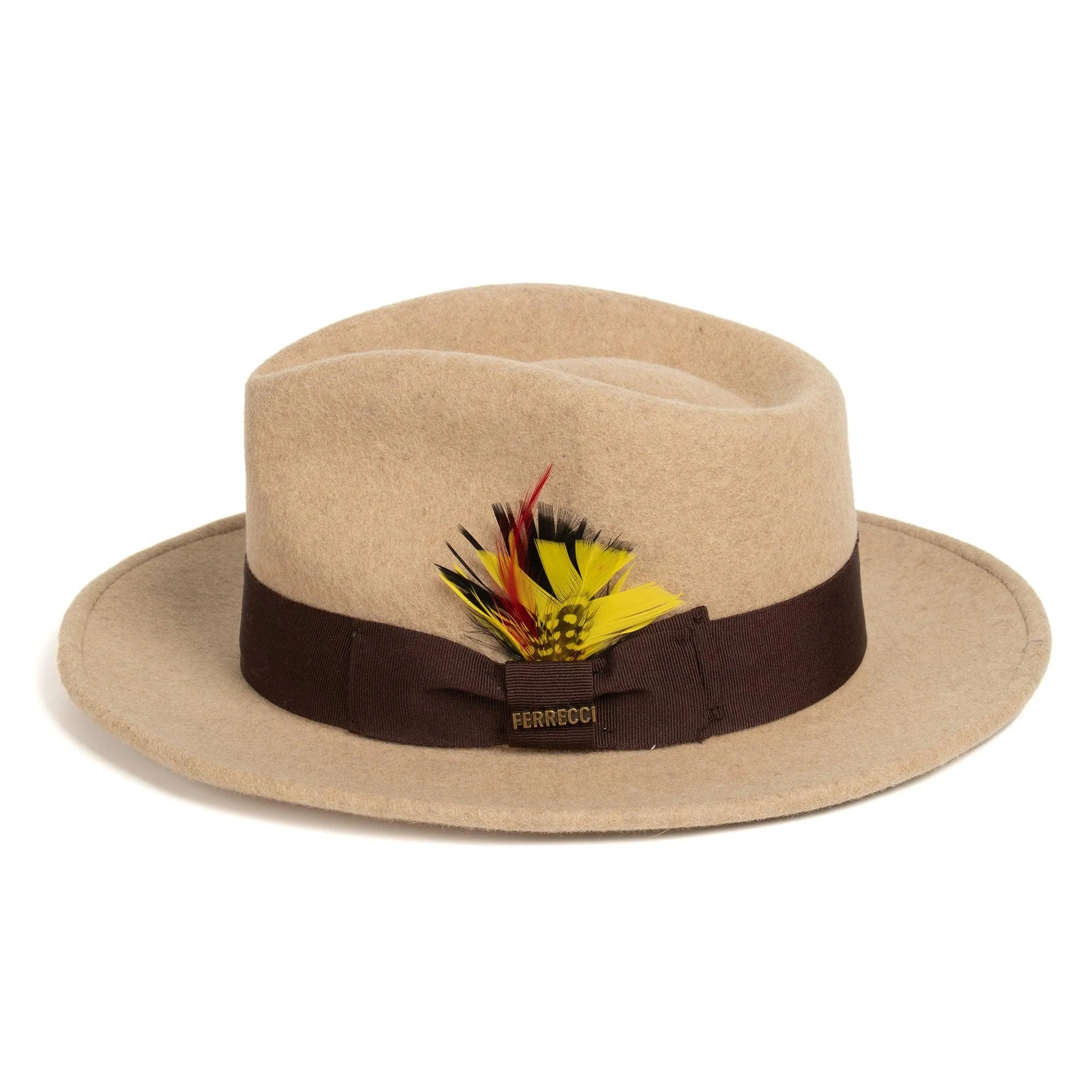 Tan Melange Fedora 100% Australian Wool Crushable Hat