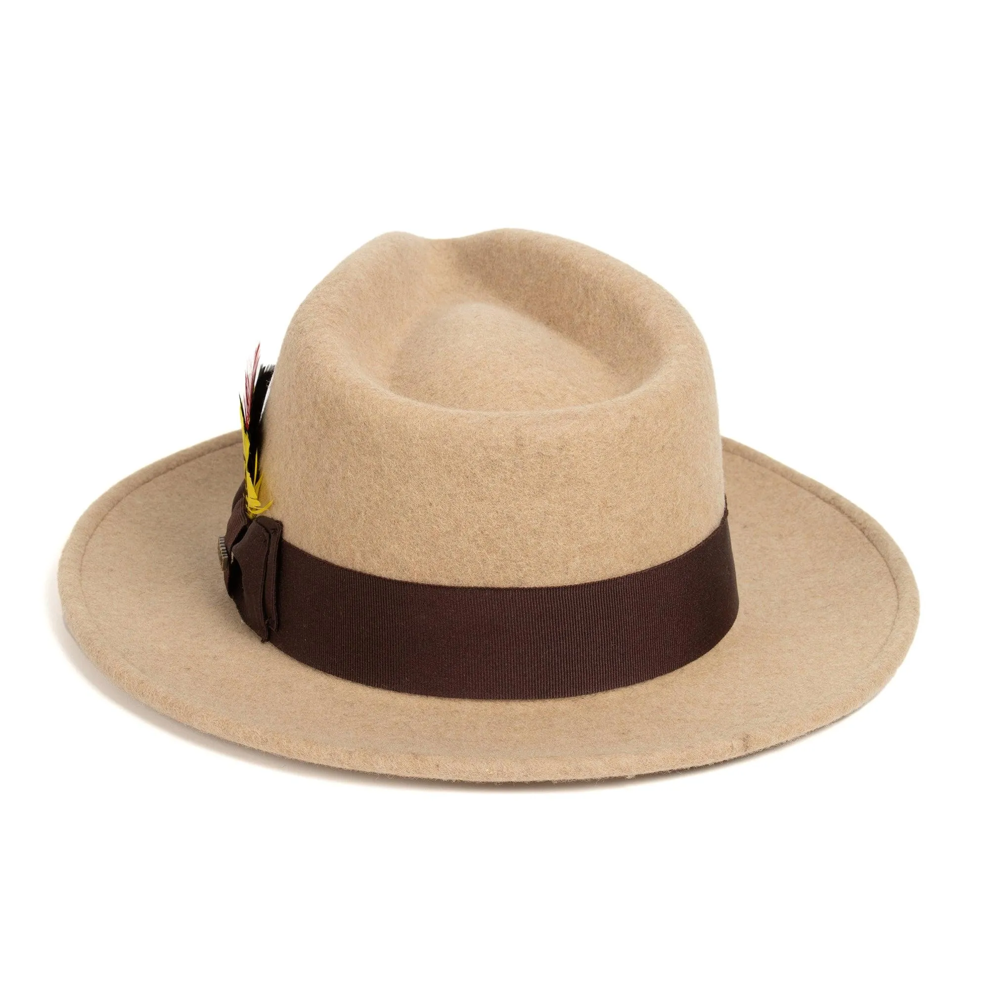 Tan Melange Fedora 100% Australian Wool Crushable Hat