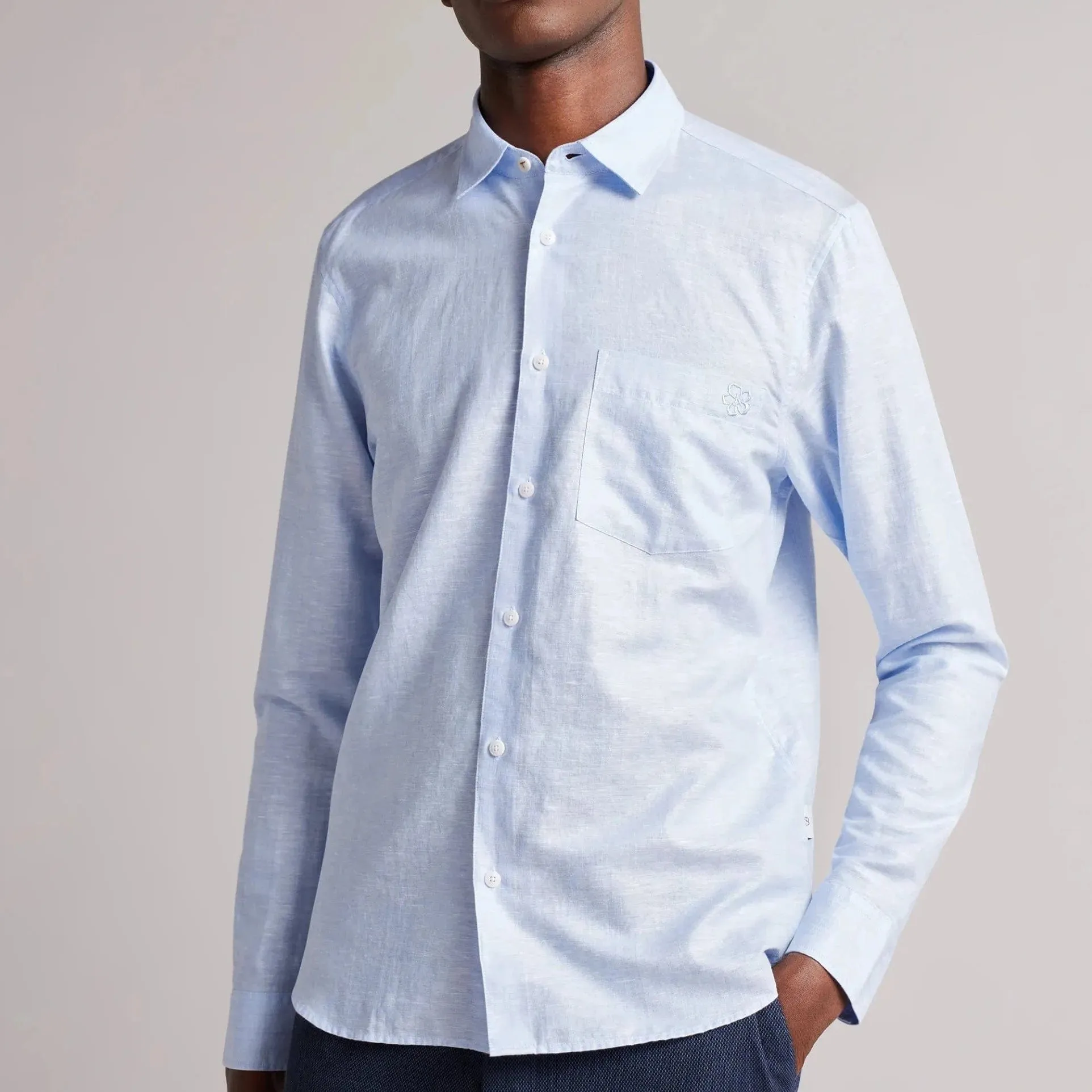 Ted Baker Remark Plain Shirt Light Blue