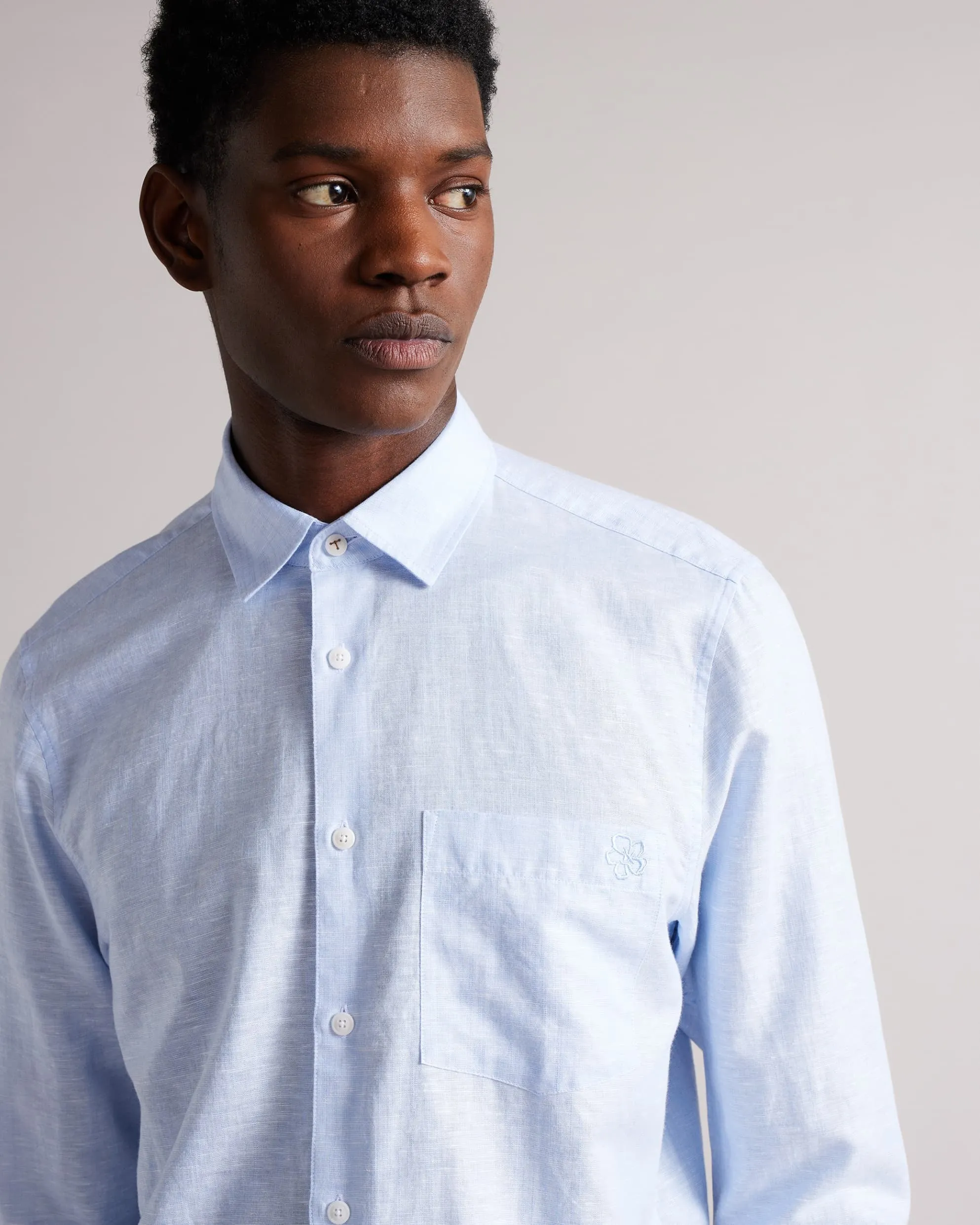 Ted Baker Remark Plain Shirt Light Blue