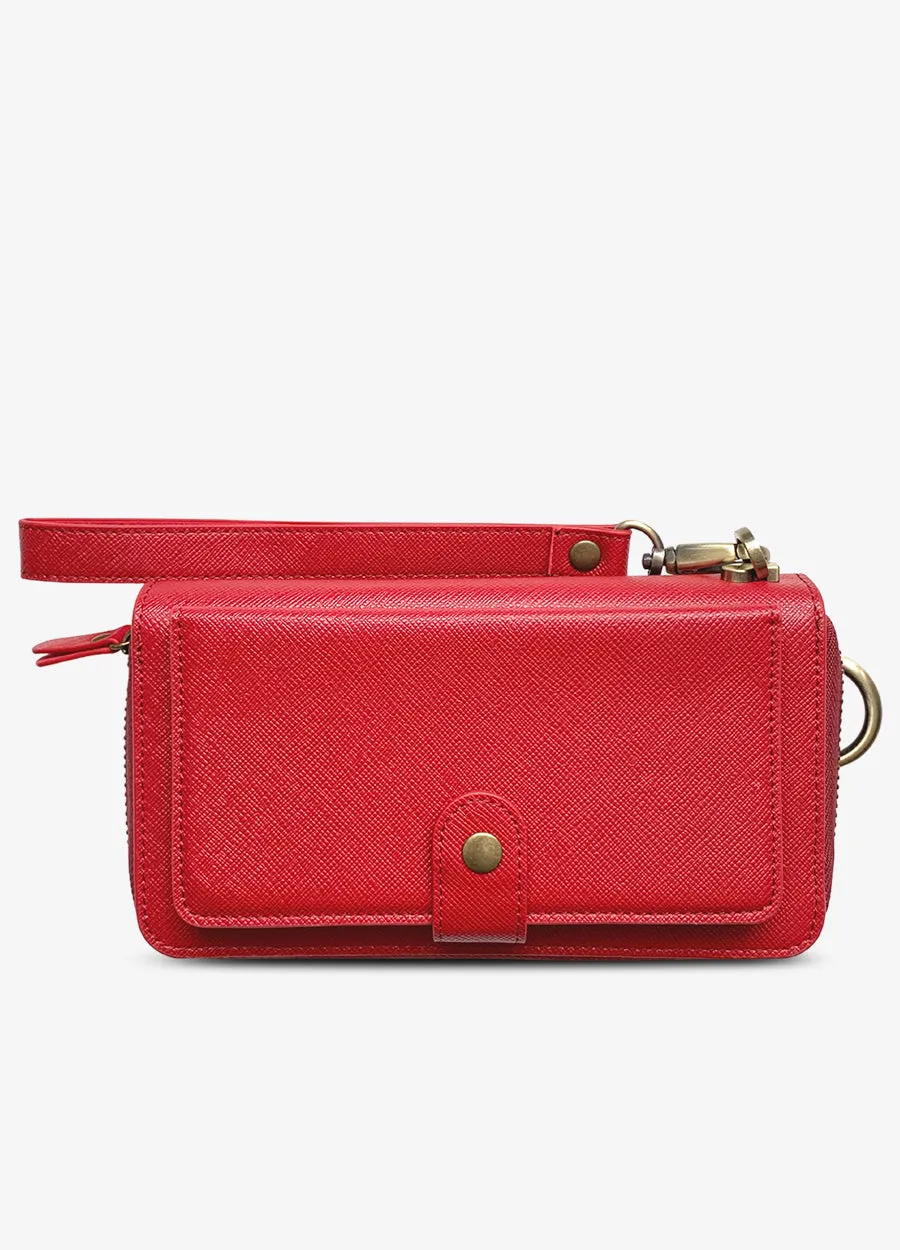 The Luxe Ultimate Wristlet Phone Case in Fire Red