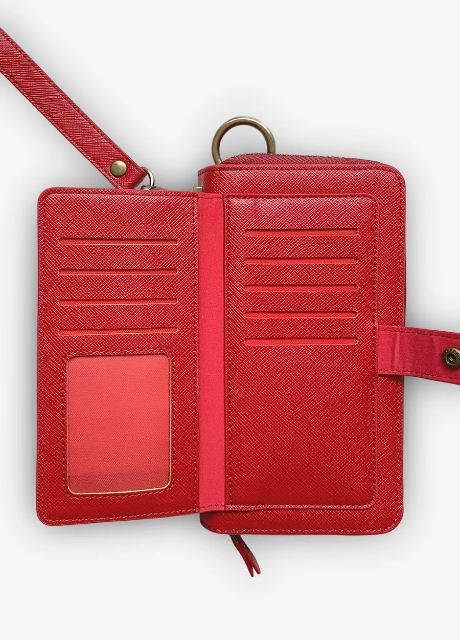 The Luxe Ultimate Wristlet Phone Case in Fire Red