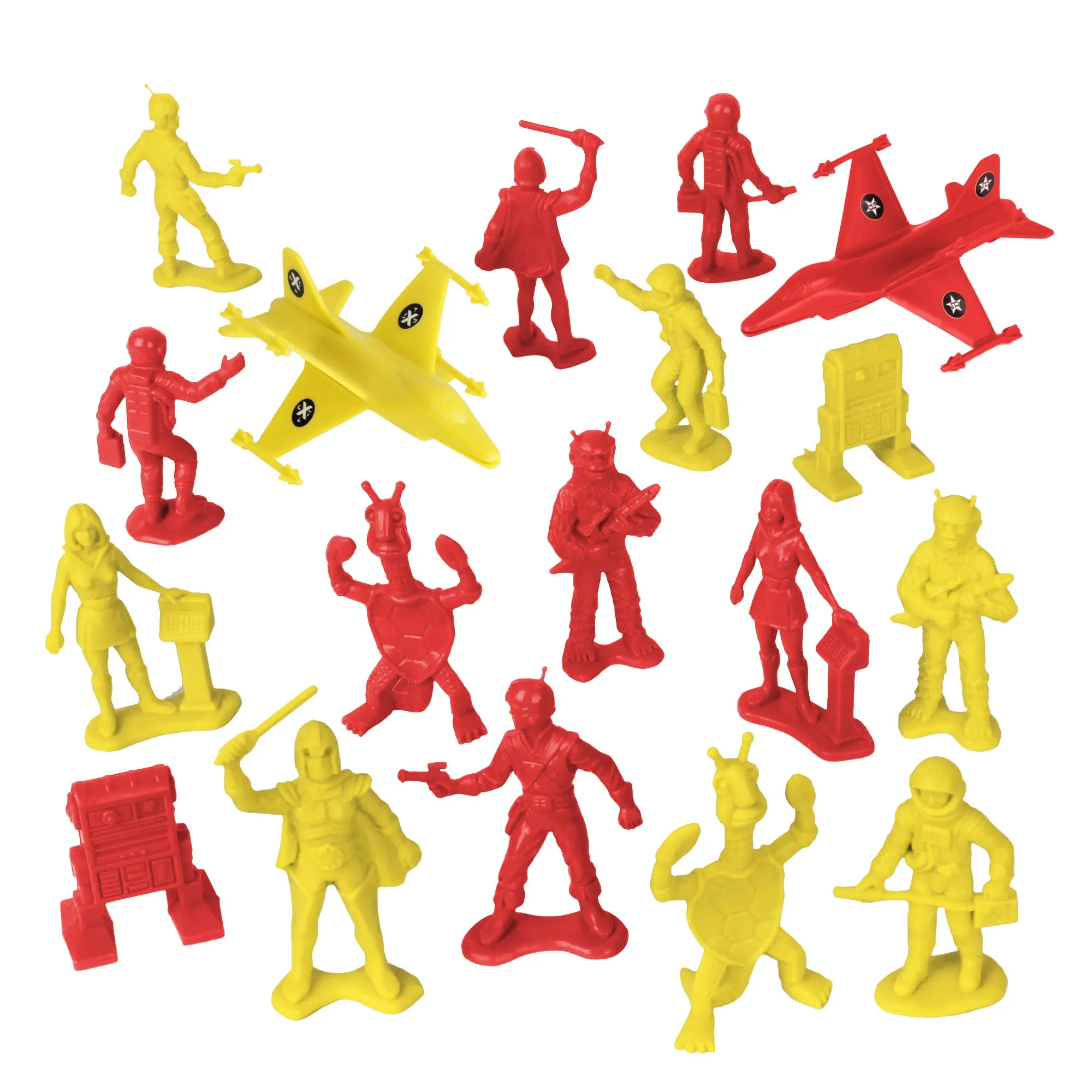 TimMee Galaxy Laser Team SPACE Figures - Red vs Yellow 50pc Set - Made in USA