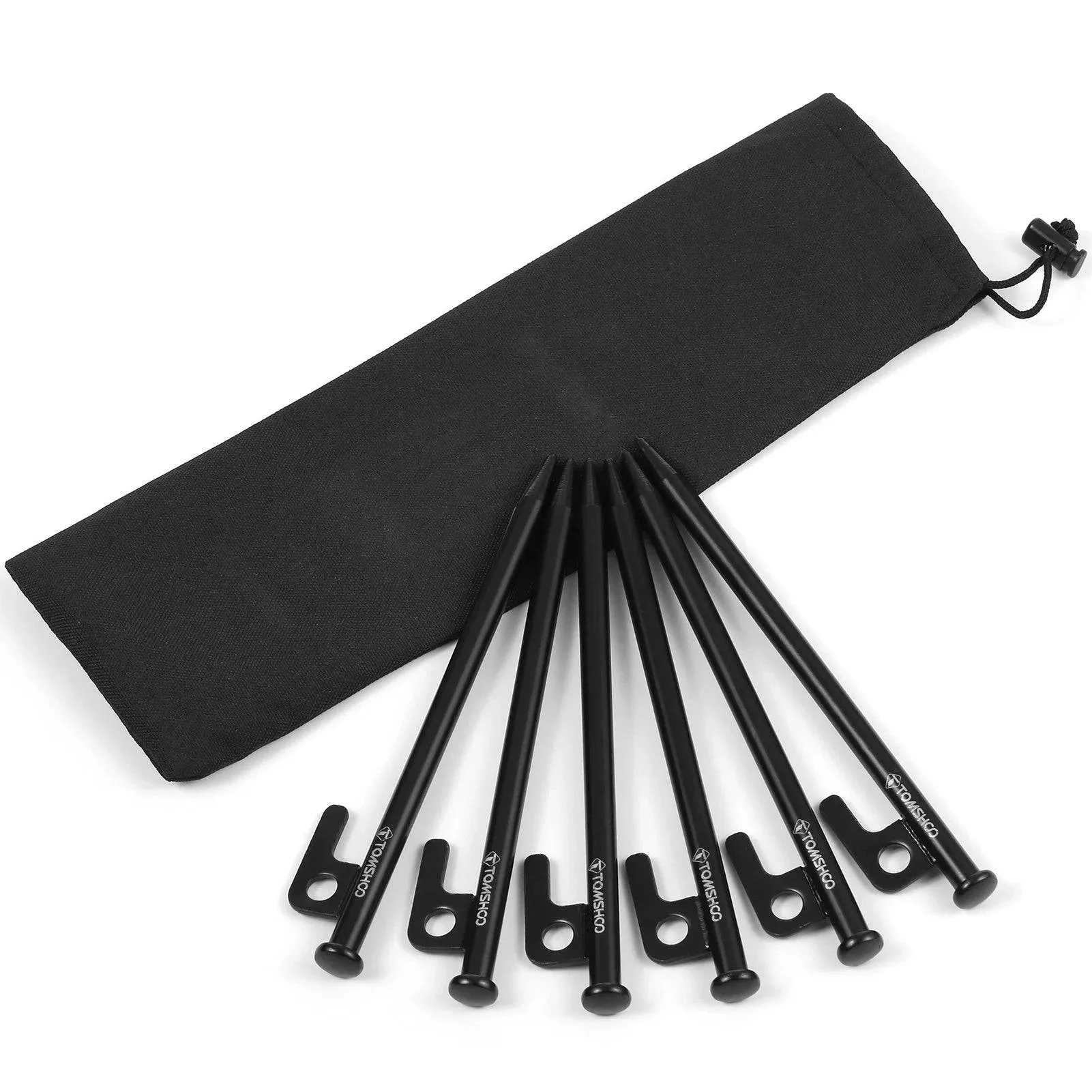 TOMSHOO 8 Inch /12 Inch Tent Pegs 6PCS Heavy Duty Steel Tent Stakes for Outdoor Camping Canopy Awning Camping Accessories