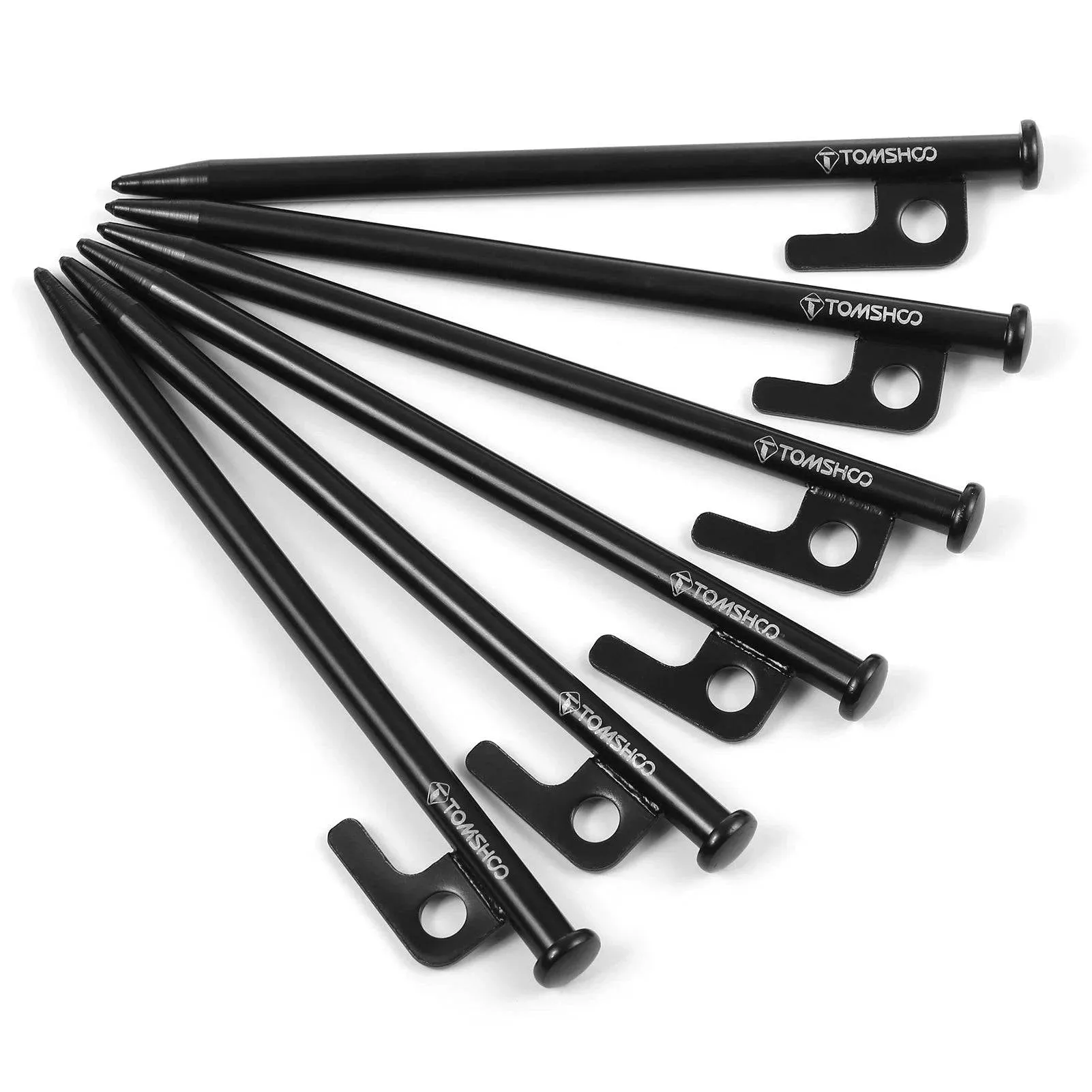 TOMSHOO 8 Inch /12 Inch Tent Pegs 6PCS Heavy Duty Steel Tent Stakes for Outdoor Camping Canopy Awning Camping Accessories