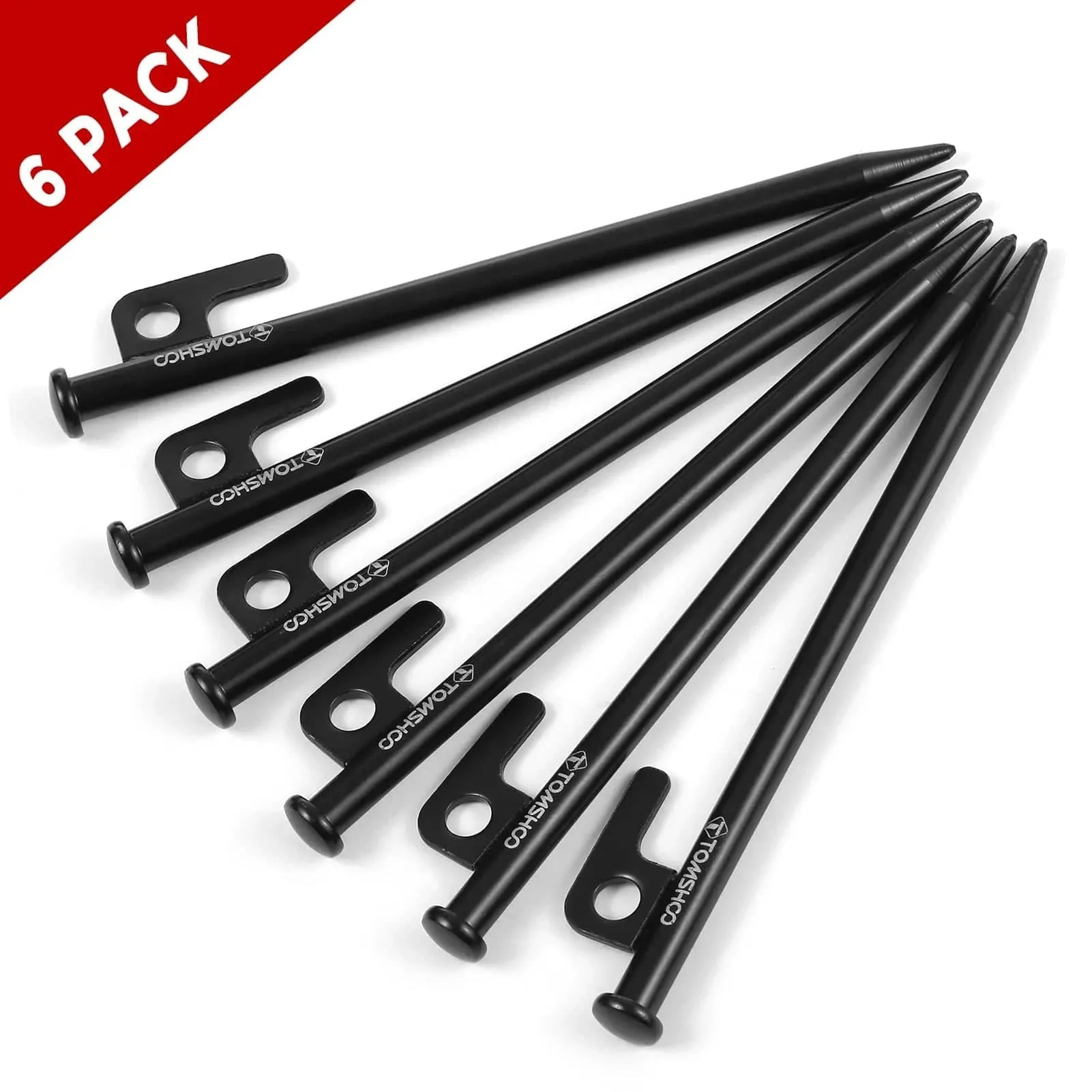 TOMSHOO 8 Inch /12 Inch Tent Pegs 6PCS Heavy Duty Steel Tent Stakes for Outdoor Camping Canopy Awning Camping Accessories