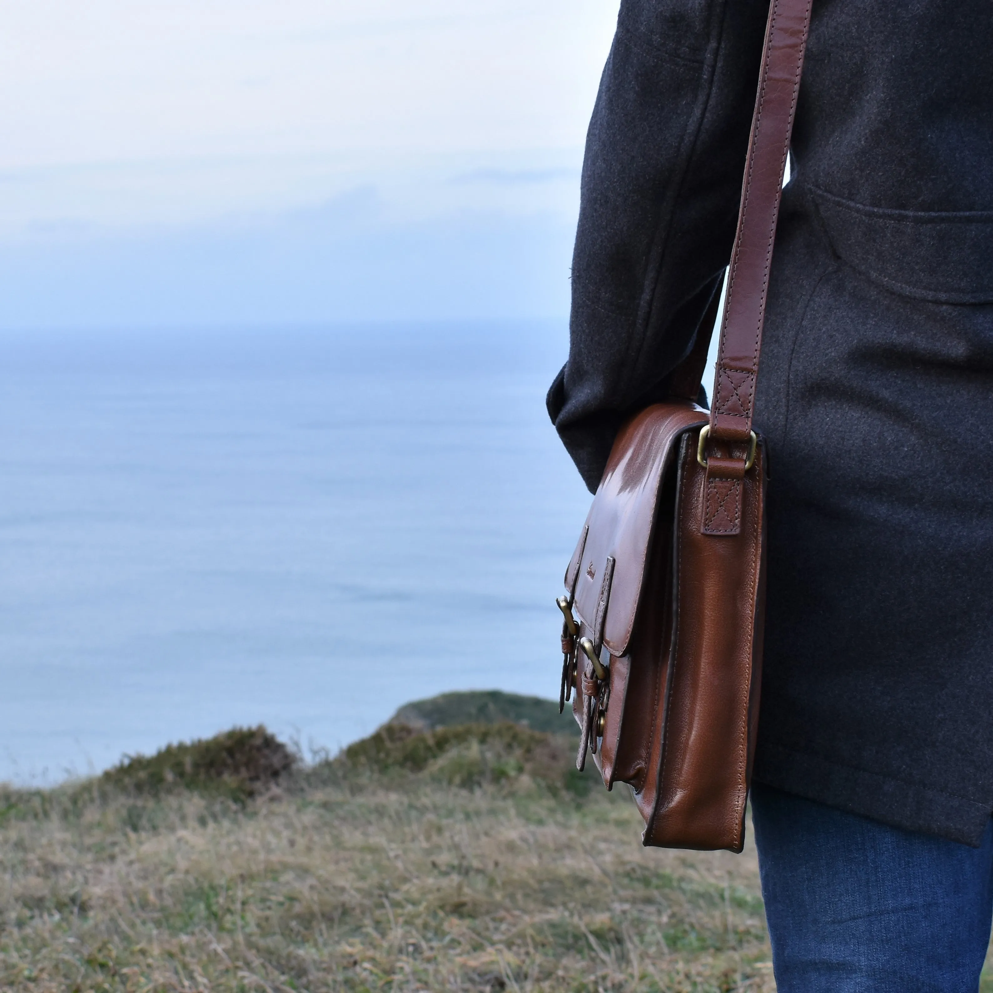 Traditional Leather Messenger Bag - Standard Size