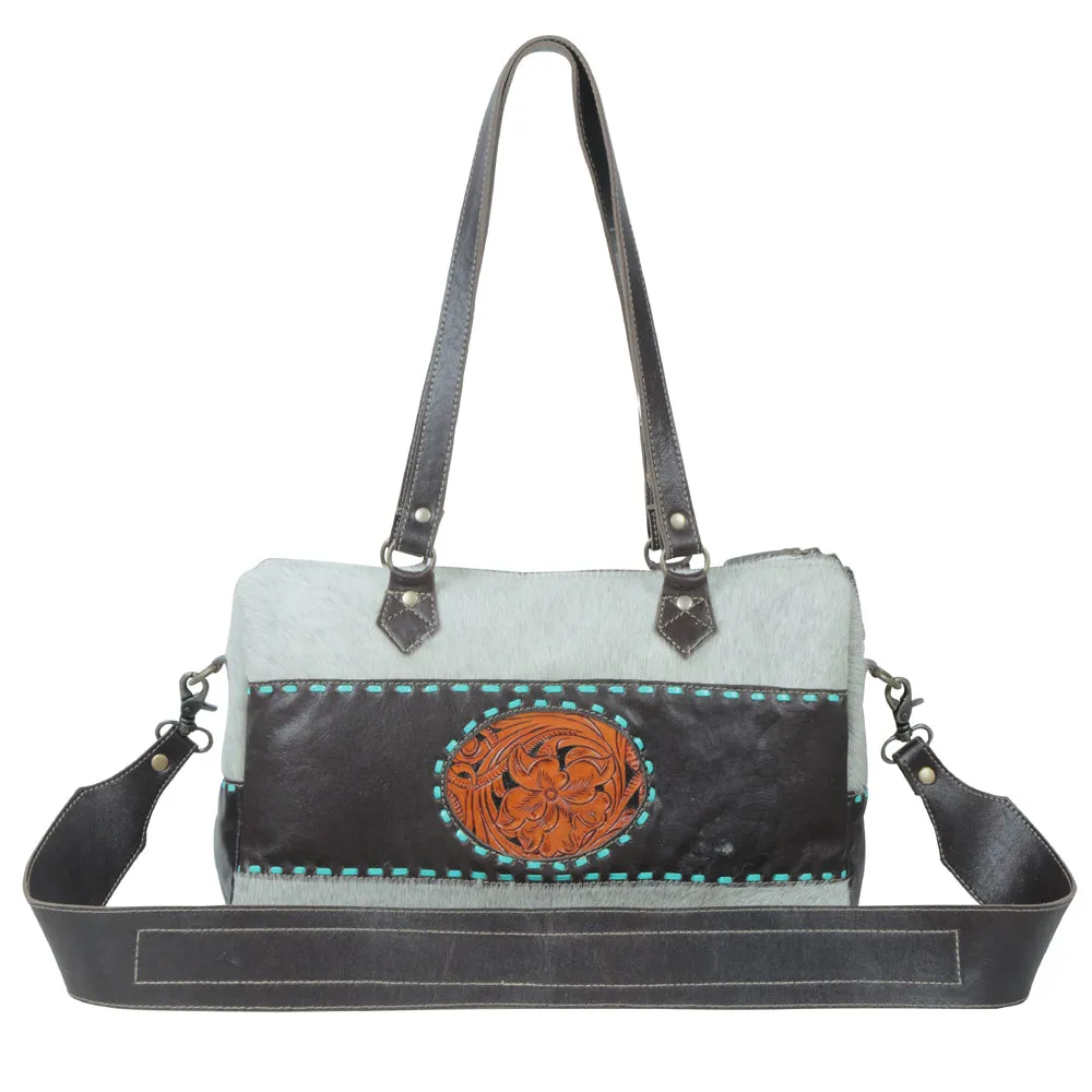 Turquoise  edges Hand-Tooled Bag