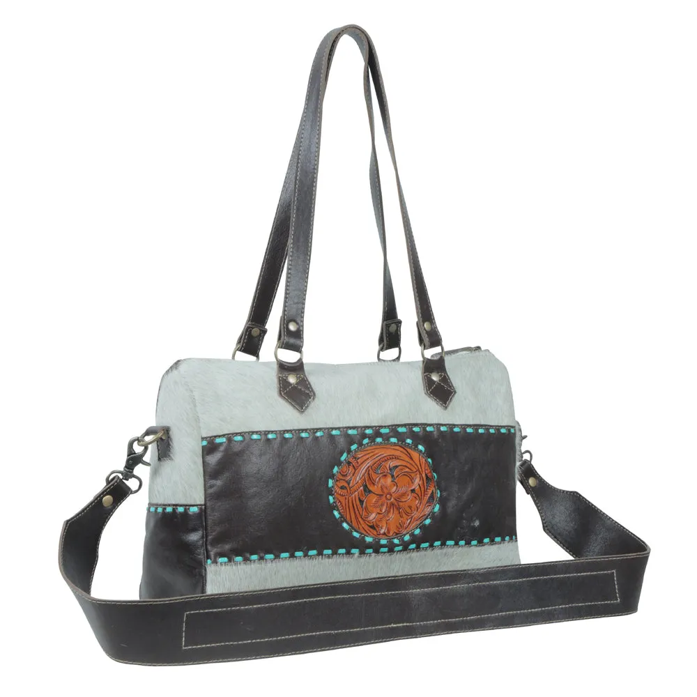 Turquoise  edges Hand-Tooled Bag