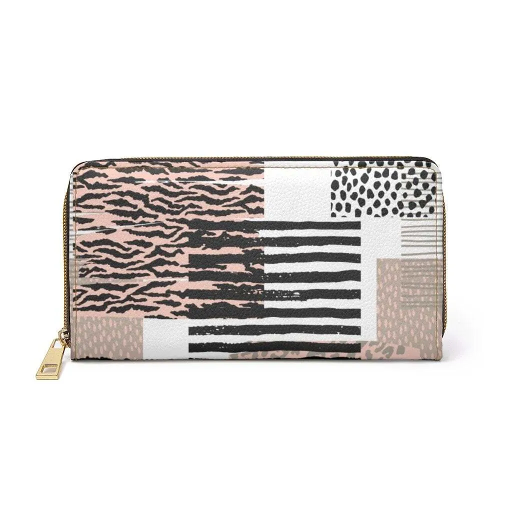 Uniquely You Womens Wallet - Zip Purse / Pastel Tri-Color  Geometric