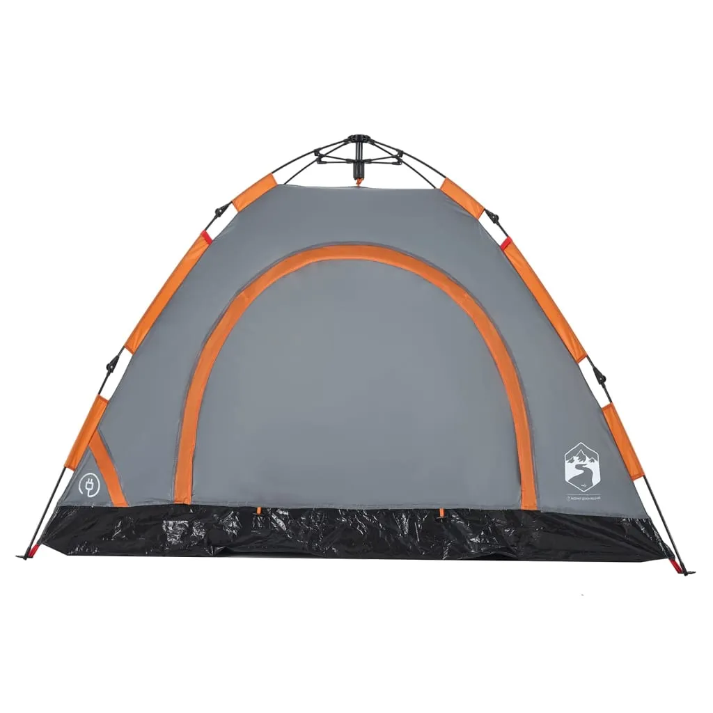 vidaXL Camping Tent 3-Person Grey and Orange Quick Release