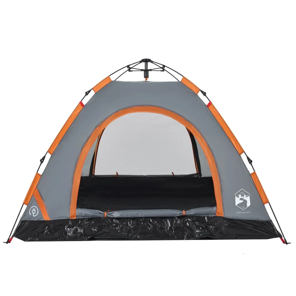 vidaXL Camping Tent 3-Person Grey and Orange Quick Release