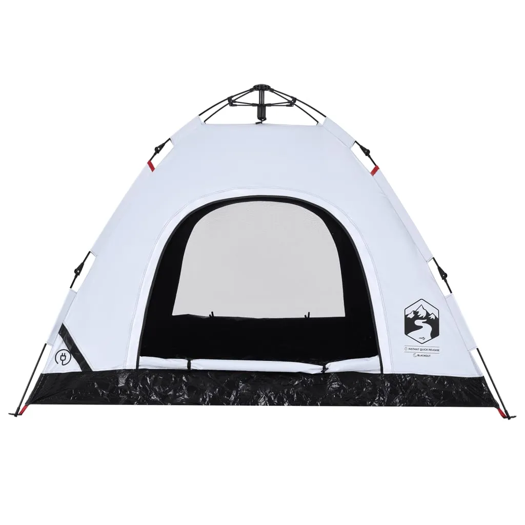 vidaXL Camping Tent 3-Person White Blackout Fabric Quick Release