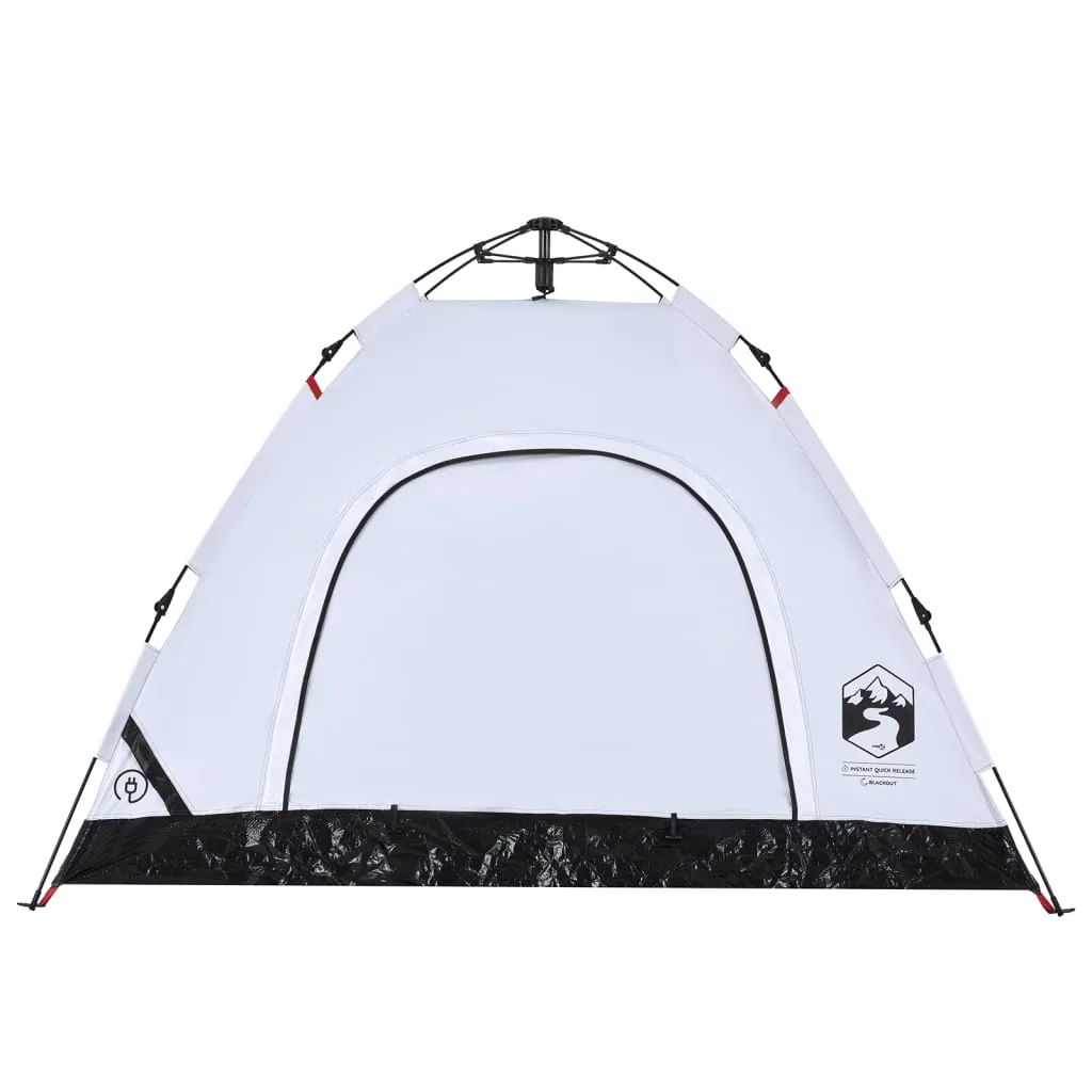 vidaXL Camping Tent 3-Person White Blackout Fabric Quick Release