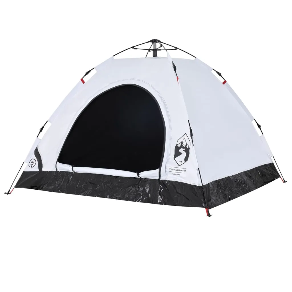 vidaXL Camping Tent 3-Person White Blackout Fabric Quick Release