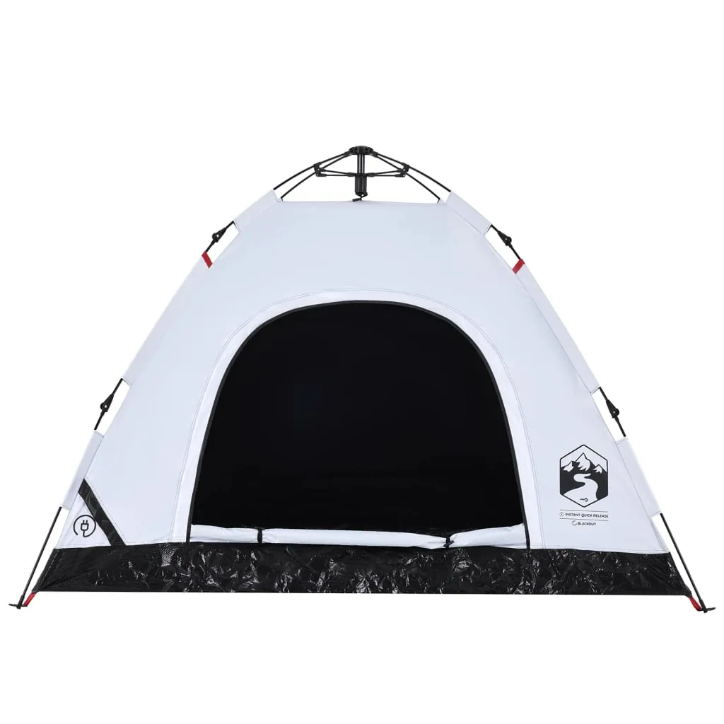 vidaXL Camping Tent 3-Person White Blackout Fabric Quick Release