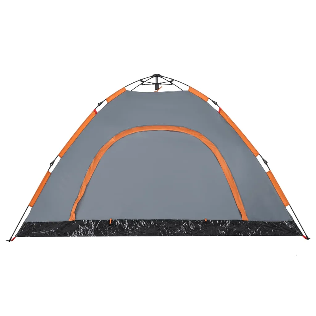 vidaXL Camping Tent 4-Person Grey and Orange Quick Release