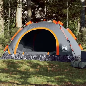 vidaXL Camping Tent 4-Person Grey and Orange Quick Release