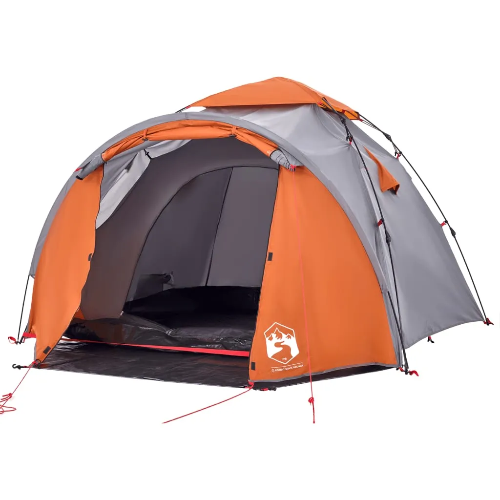 vidaXL Camping Tent Dome 3-Person Grey and Orange Quick Release