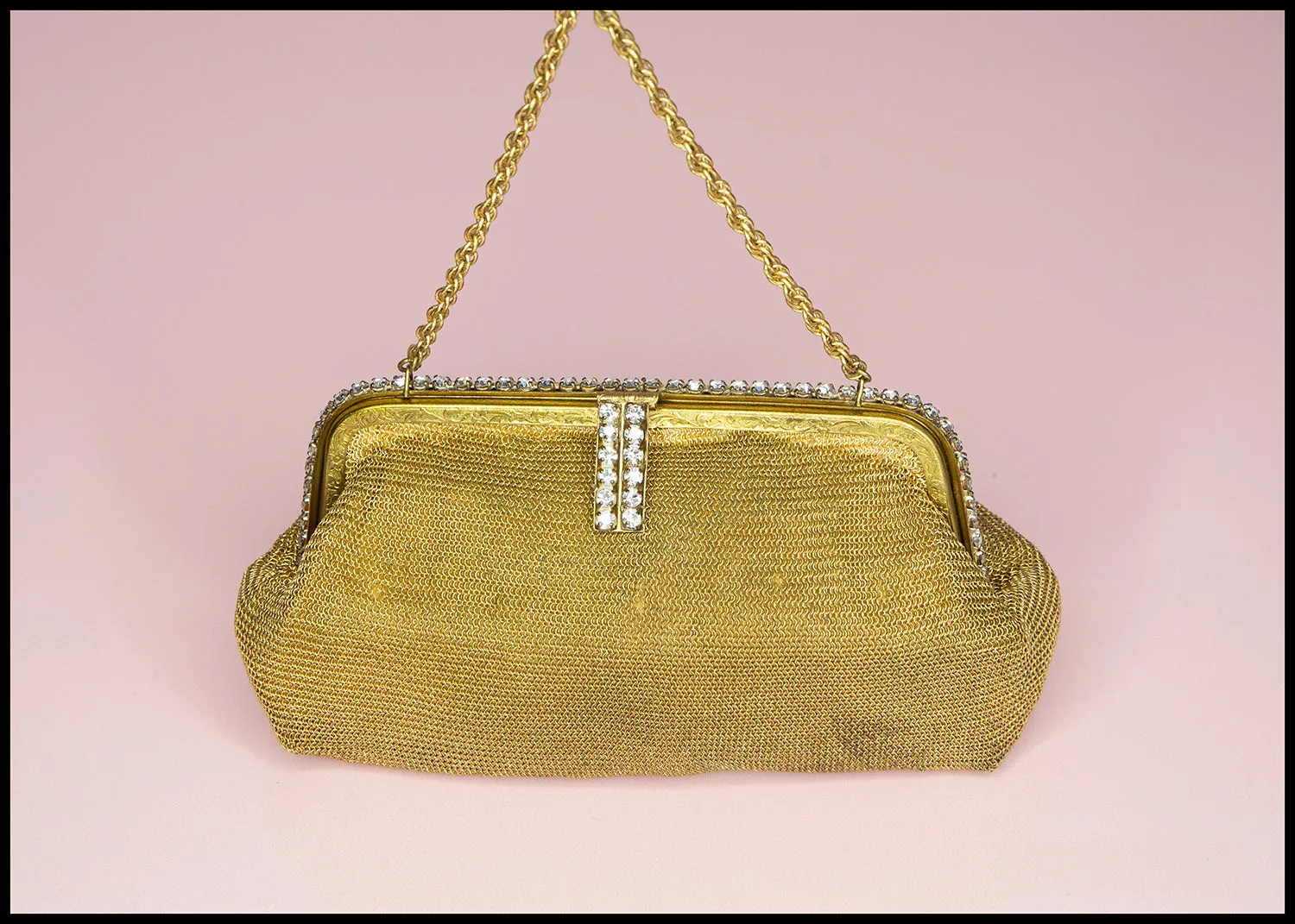 Vintage 1930s Chain Rhinestone Evening Bag