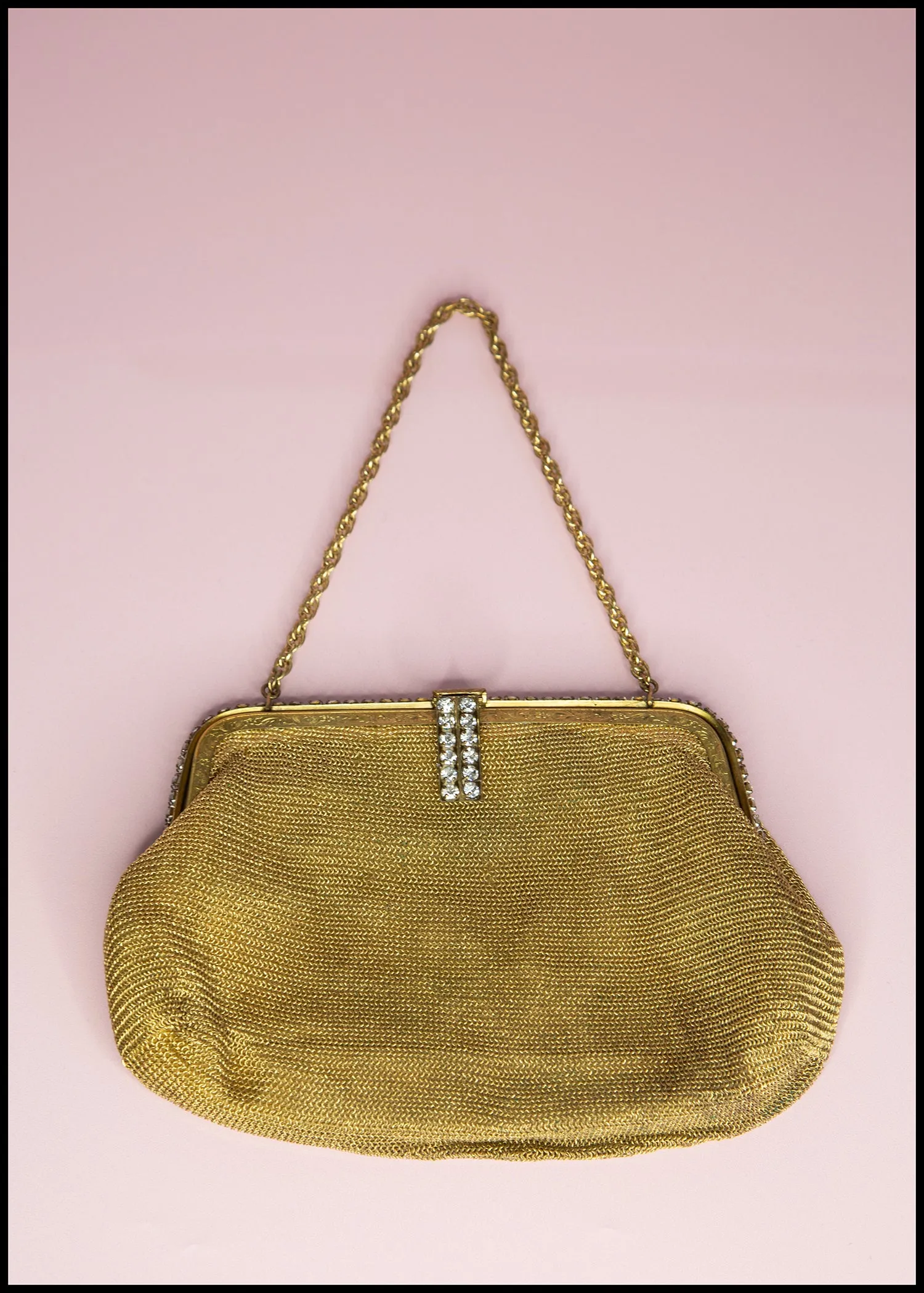 Vintage 1930s Chain Rhinestone Evening Bag