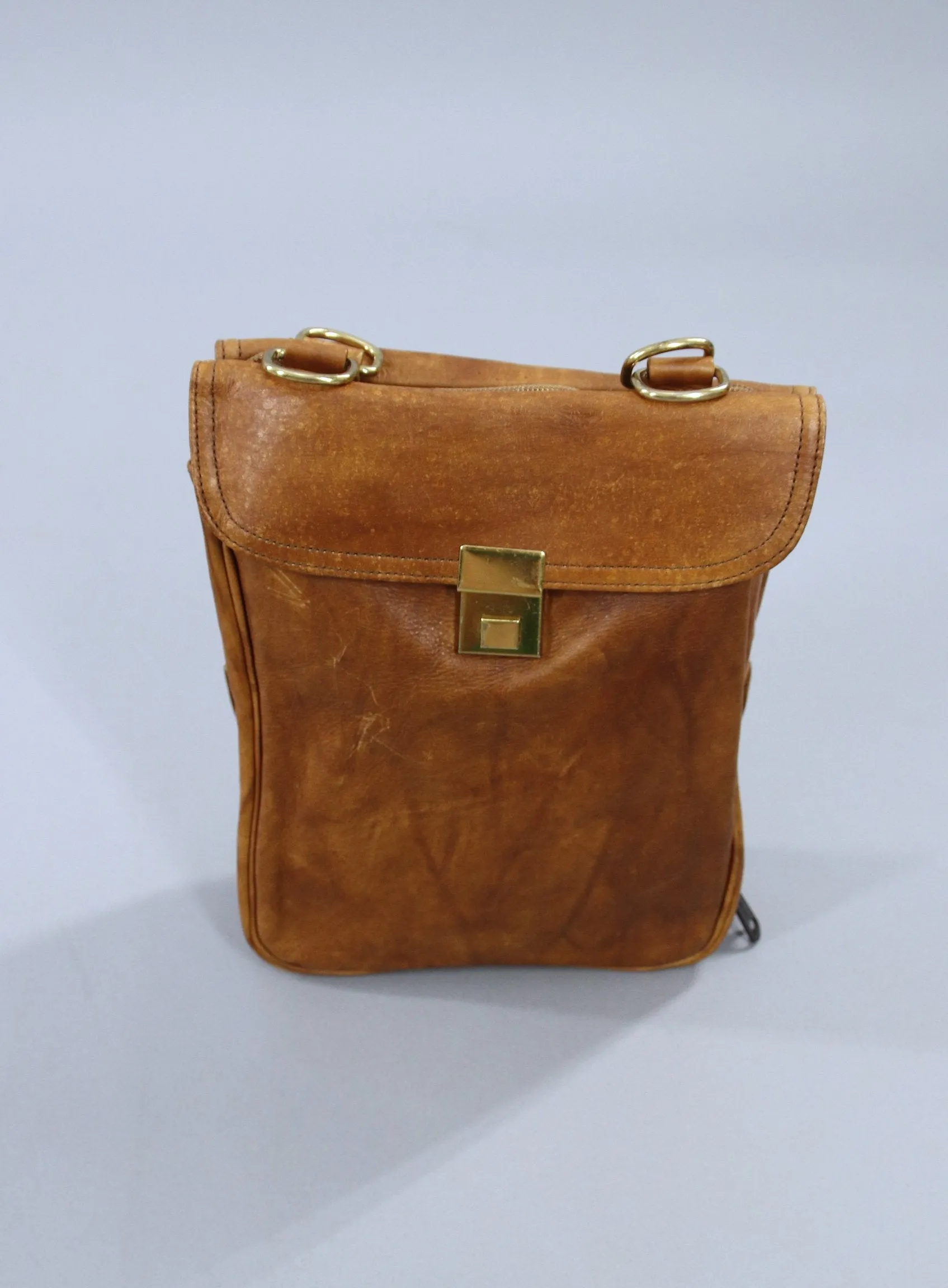 Vintage 1970s Leather Travel Overnight Bag / Convertible Cross Body