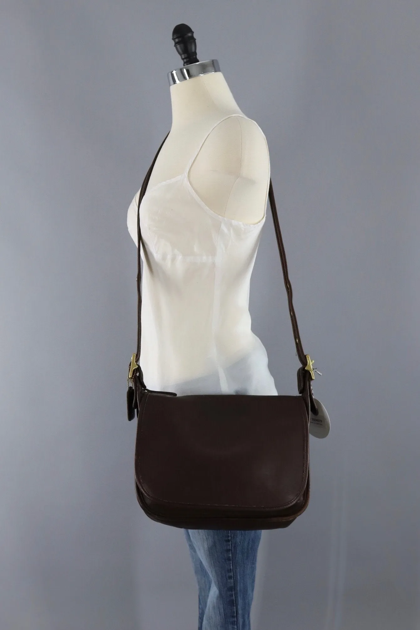 Vintage Brown Leather Coach Messanger Bag / G8P 9951