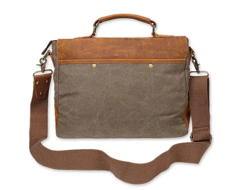 Vintage Canvas Satchel Messenger Bag for Men - Dark Green