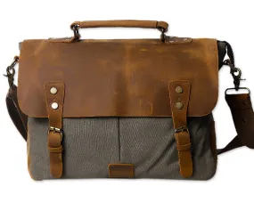 Vintage Canvas Satchel Messenger Bag for Men - Dark Green