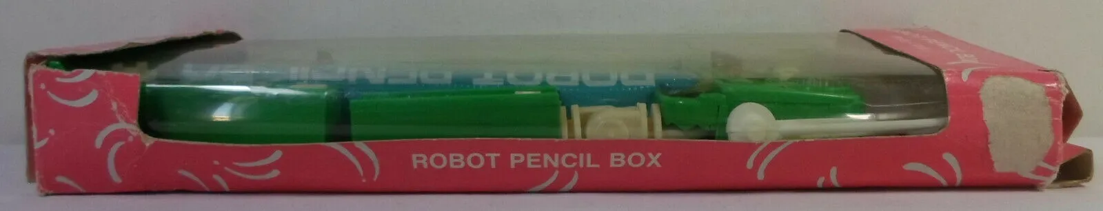 Vintage Pencil Case 80's Retro Green Robot Pencil Box Mechanical Button Stationary Pencil Case w/ Original Package