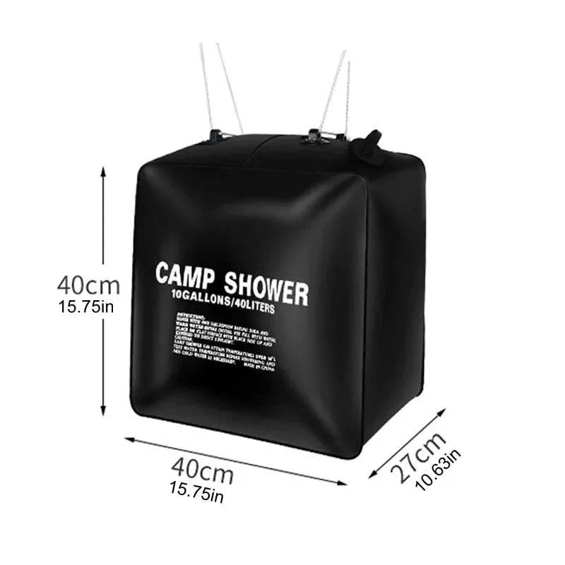 Water Bags 40L Shower Head Solar Power Fast Heating Camping Shower Bag Camping Fishing Hiking Water Storage Bag Bathing Bag