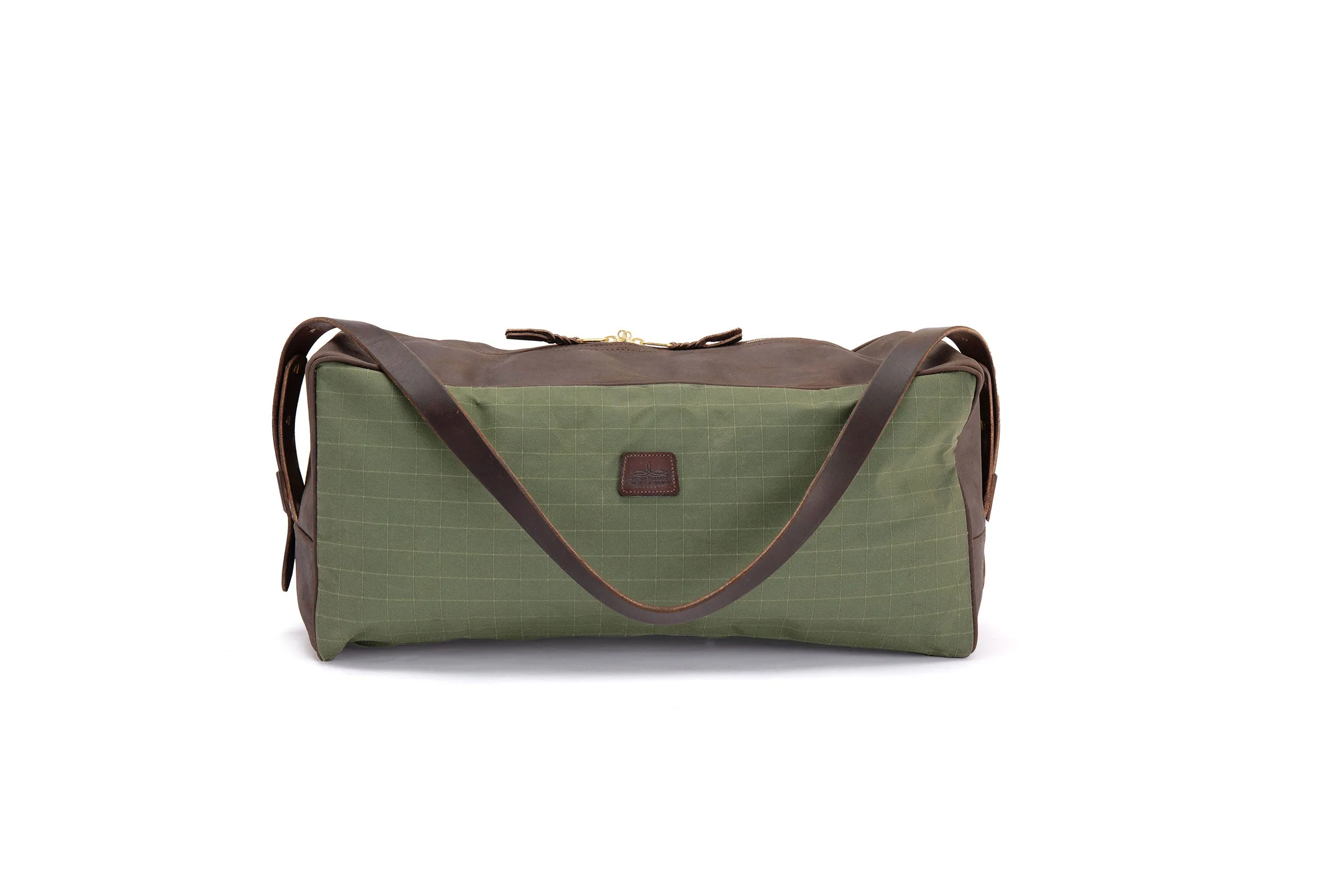 Weekend Warrior Travel Bag - Green Canvas & Chocolate Leather