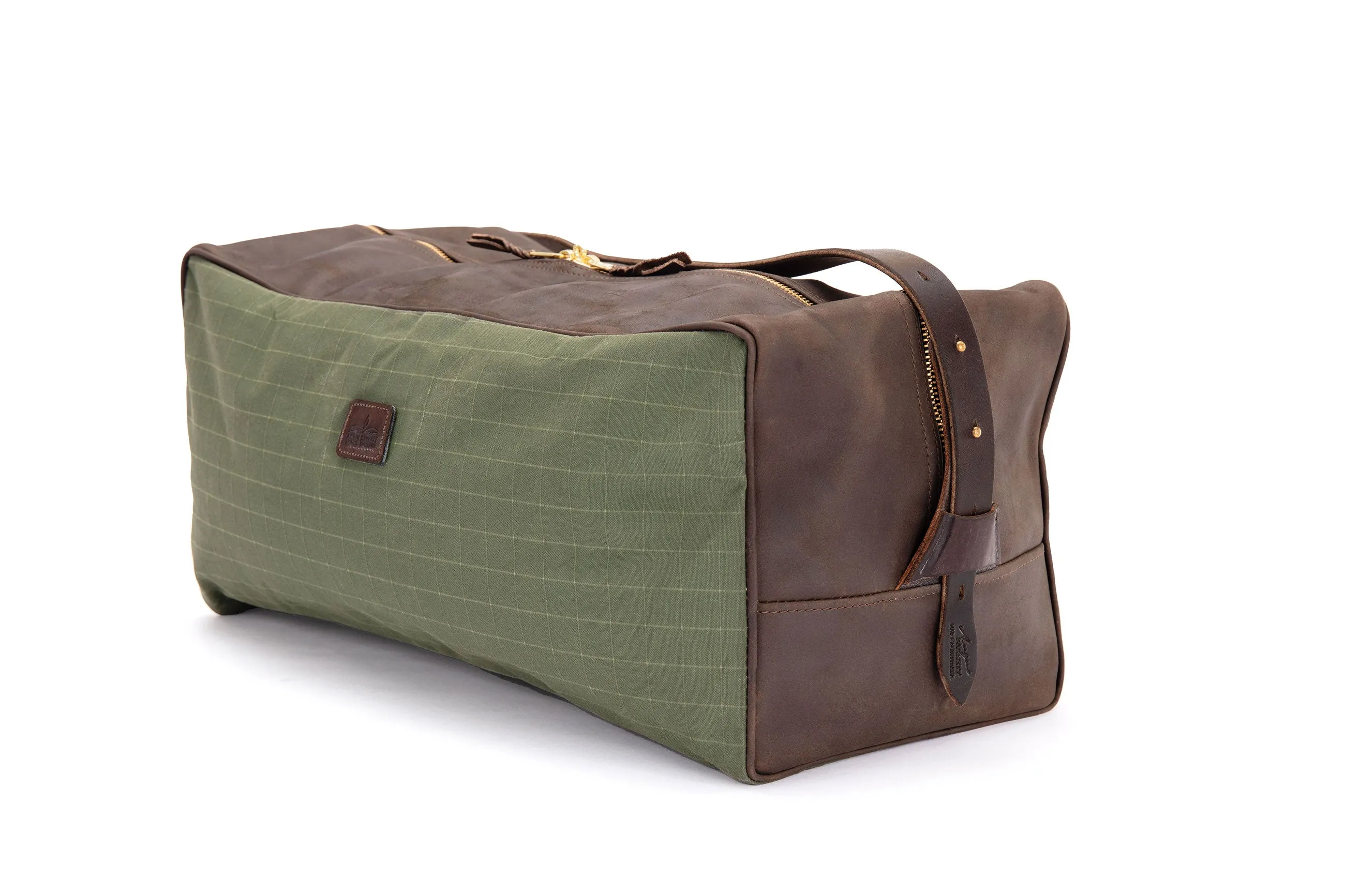 Weekend Warrior Travel Bag - Green Canvas & Chocolate Leather