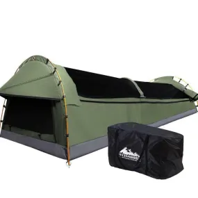 Weisshorn Double Swag Camping Swags Canvas Tent Deluxe Celadon With Mattress