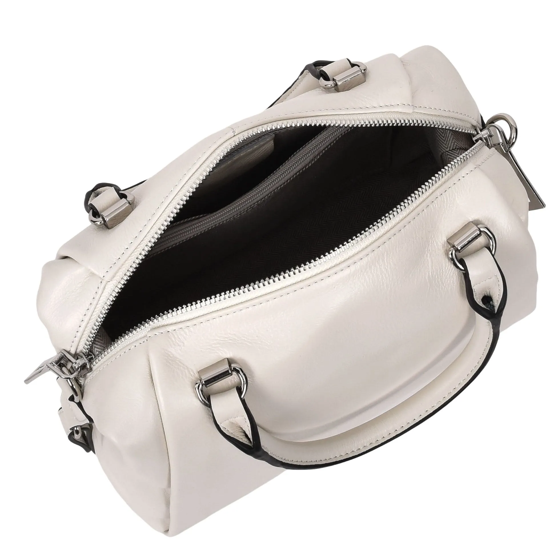 Womens Leather Small Barrel Shape Handbag Luna Ivory