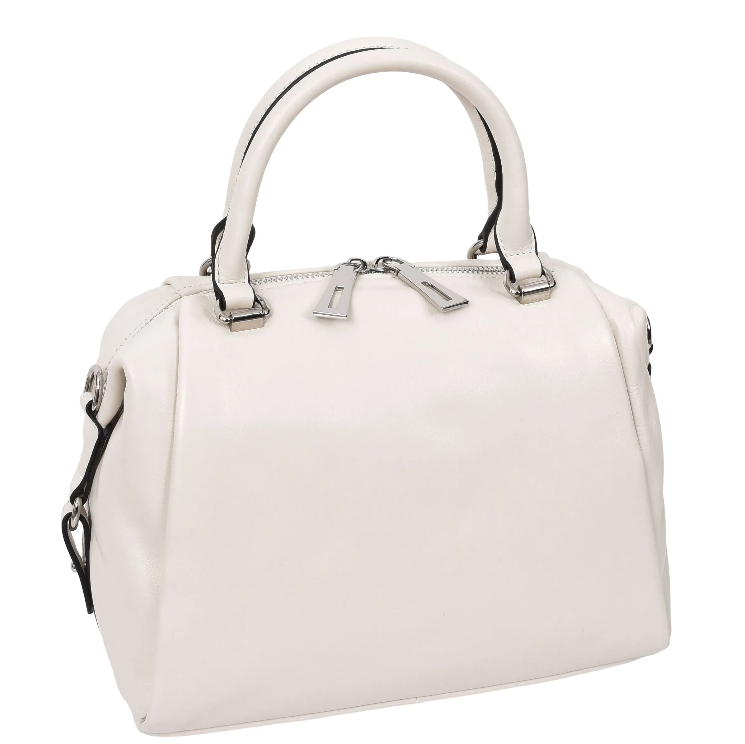 Womens Leather Small Barrel Shape Handbag Luna Ivory