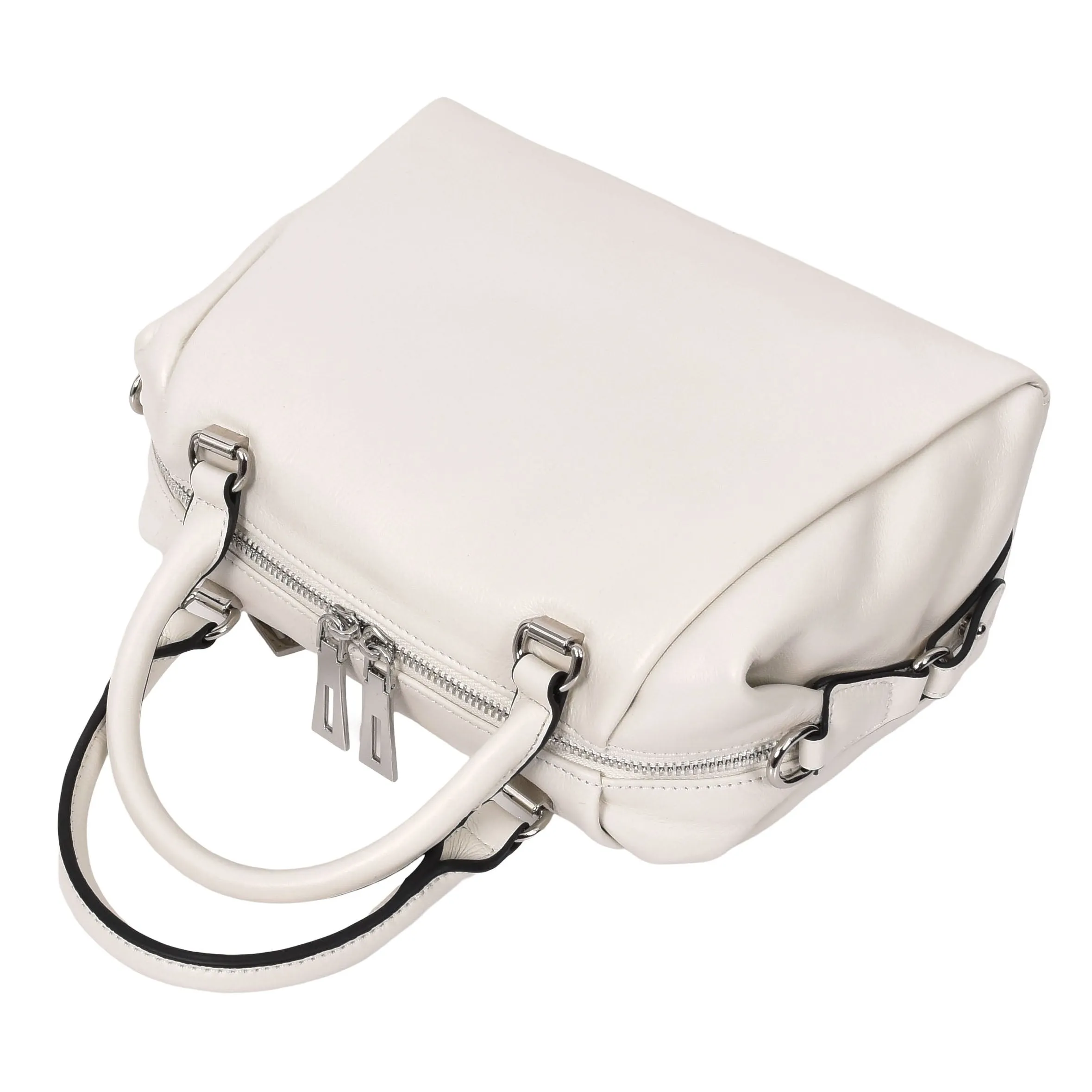 Womens Leather Small Barrel Shape Handbag Luna Ivory