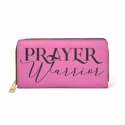 Wristlet Phone Wallet, Pink and Black Prayer Warrior Graphic Purse