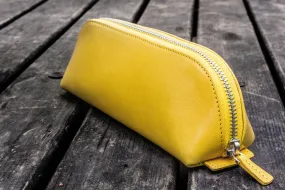 XLarge Zipper Leather Pencil Case - Yellow