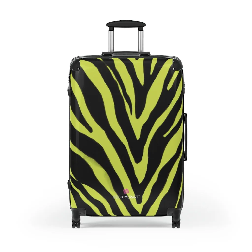 Yellow Zebra Striped Print Suitcases, Zebra Striped Animal Print Designer Suitcase Luggage (Small, Medium, Large)